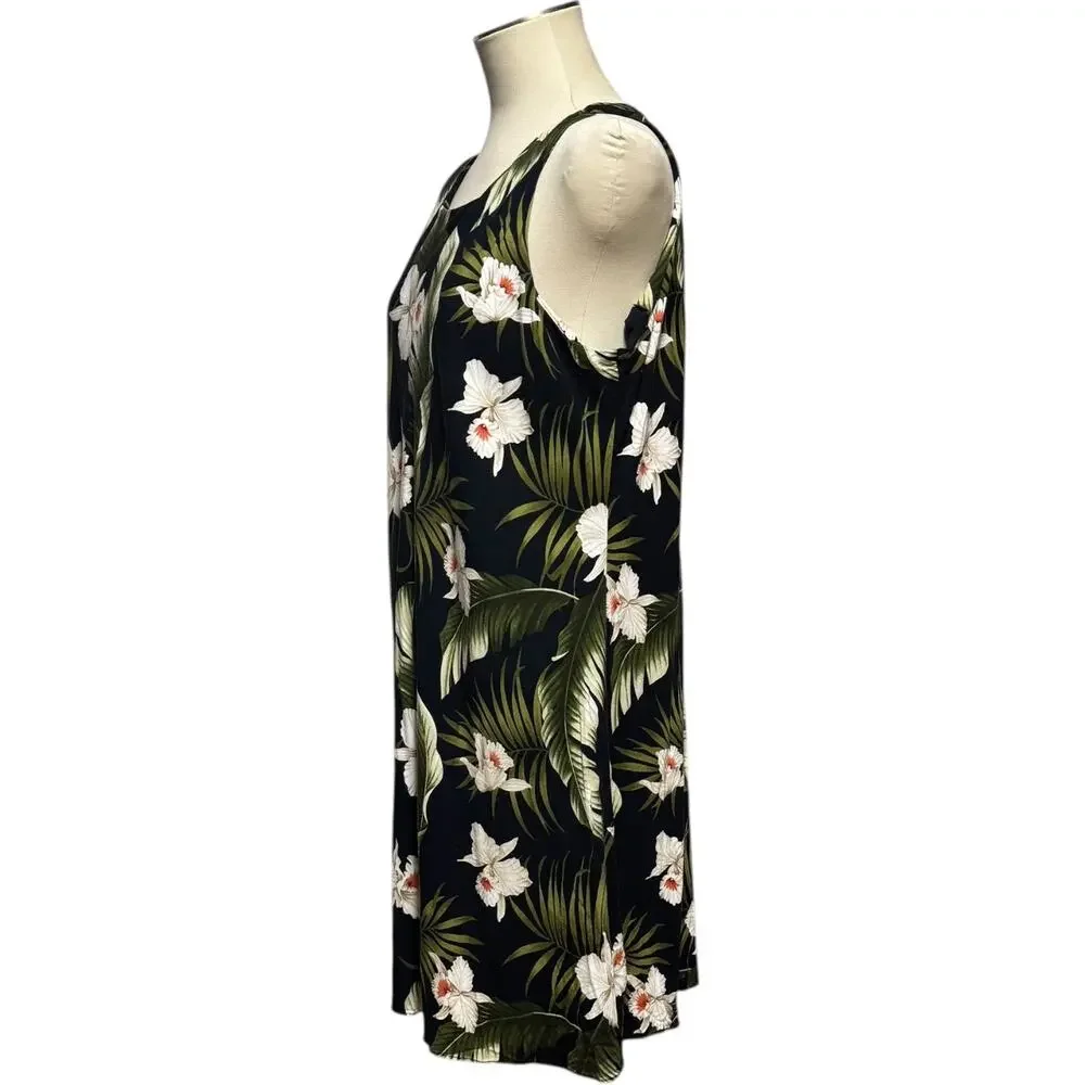 Paradise Bay Made in Hawaii Sleeveless Shift Dress Black Tropical XL